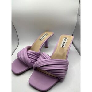Steve Madden‎ Twinkled Lavender Padded Twist Square Toe Heeled Mules Sandals 8M
